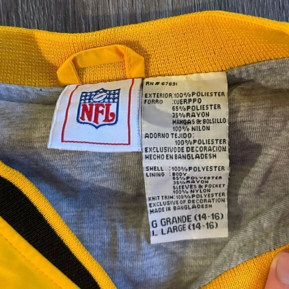 Pittsburgh Steelers Pullover Sweatshirt Windbreaker NFL Large Black Yellow - Picture 3 of 5